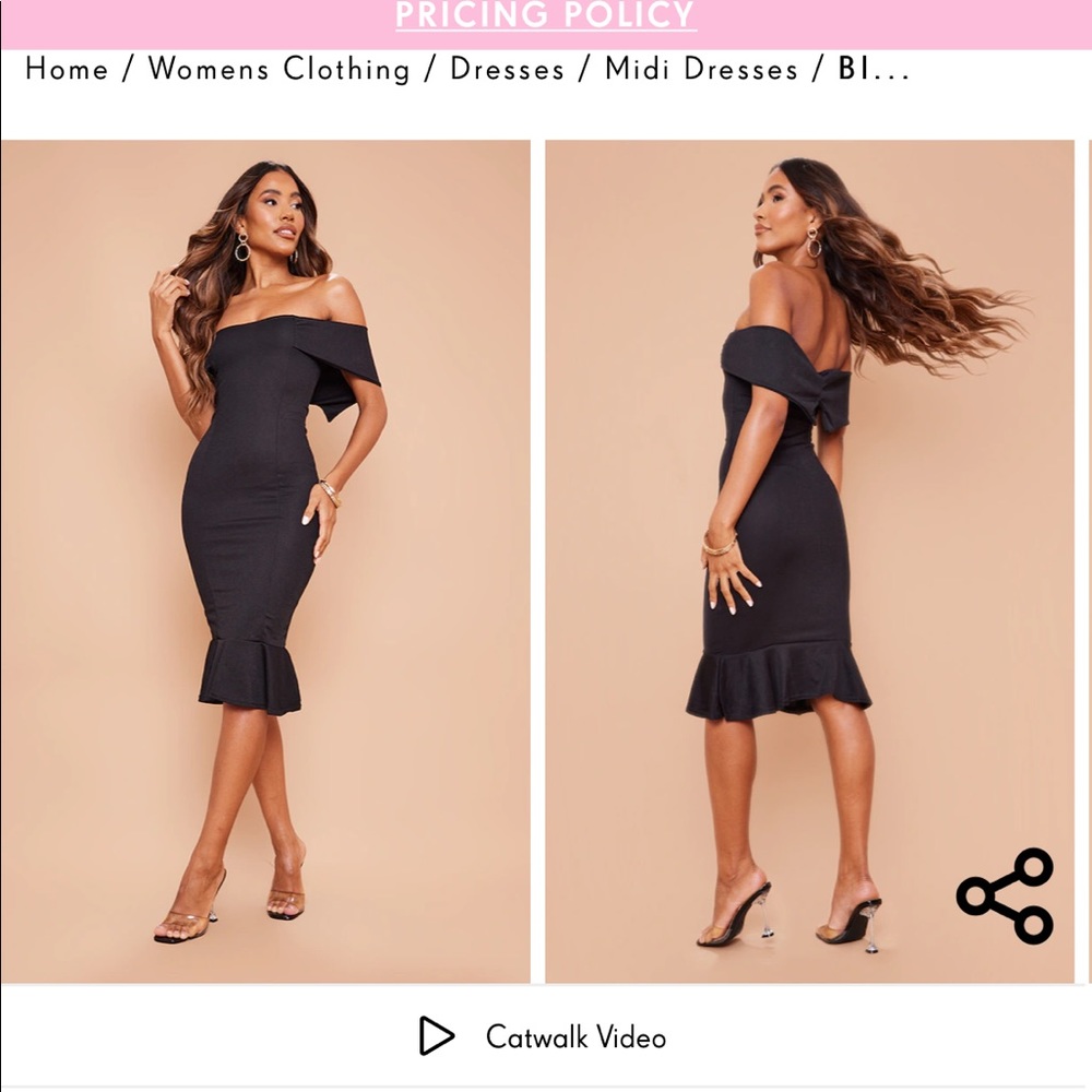 Pretty Little Thing Black Midi Dress